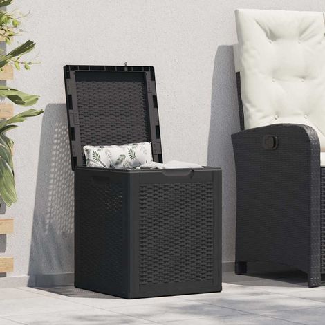 vidaXL Caja de almacenaje para jardín 90L PP negra ratán (1/5)