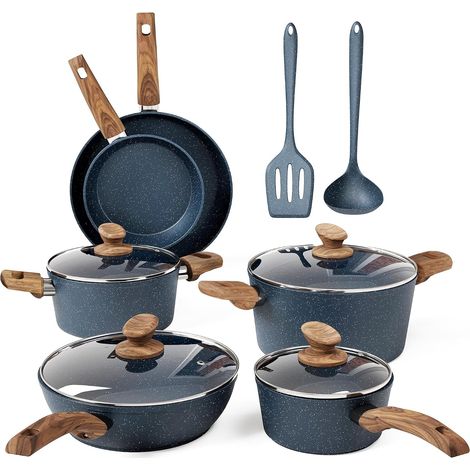 Kitchen Academy Set of Saucepans and Pans Non-Stick Coating Blue (1/5)