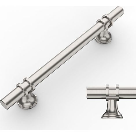 Poignée Meuble Cuisine Nickel Brossé Poignées de Meubles avec Vis pour Tiroirs Armoires et Placards 10 pièces 128mm Alliage D'Aluminium (1/5)