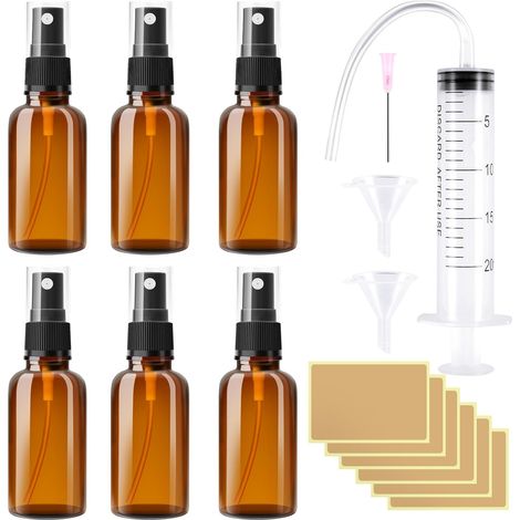 RYMALL Set di 6 flaconi spray in vetro da 10 ml con accessori (1/4)