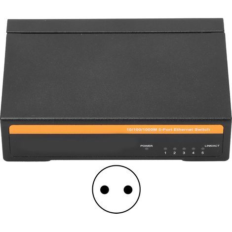 Commutateur Ethernet 5 Ports Gigabit 1000Mbps, Alimentation 100-240V (Prise EU), Accessoire Bureau Ordinateur (1/4)