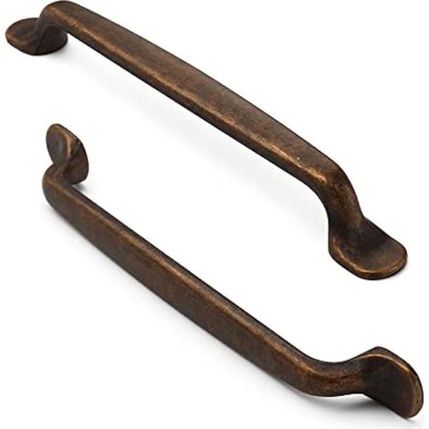 Lot de 10 poignées de meuble vintage en laiton vieilli - Distance entre les trous : 160 mm - Pour cuisine, tiroir, placard de cuisine (1/4)