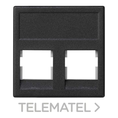 Placa de toma de datos plana negra doble 2xRJ Simon Connect K45 KB076/14