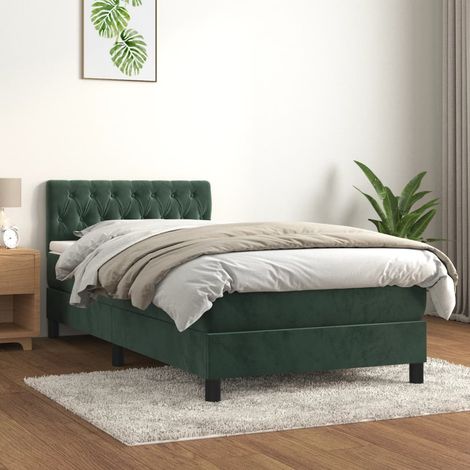 Boxspringbett mit Matratze Dunkelgrün 100x200 cm Samt vidaXL
