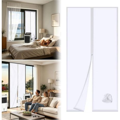 Rideau isolant thermique à économie d'énergie pour climatiseurs de fenêtre coulissante - (210 x 100 cm). (1/4)