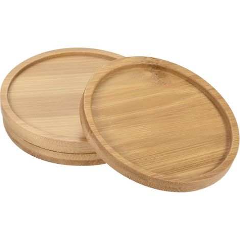 Plante Pot Soucoupe 3 Coffret 10cm OD Bambou Rond Fleurs égouttement Plateau pour Internes (1/5)