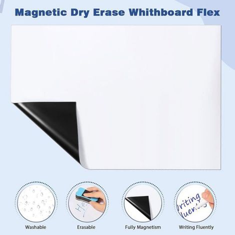 Tableau Magnetique - 42 x 29,3 cm - Pour Frigo Porte Metal - Effacable Avec 5 Marqueurs Et 1 Effaceur - A3 (1/5)