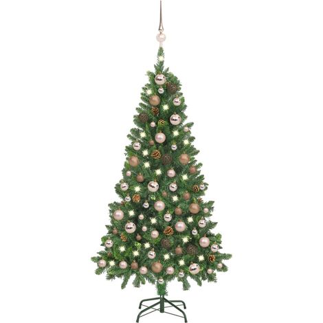 vidaXL Albero di Natale Preilluminato con Palline e Pigne 150 cm (1/5)