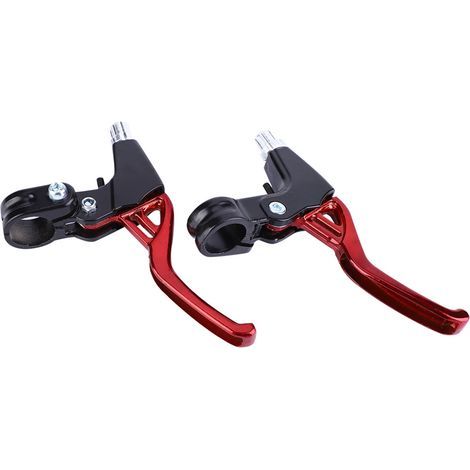 1 paire de poignées de frein en alliage d'aluminium pour vélo de montagne (rouge) (1/5)