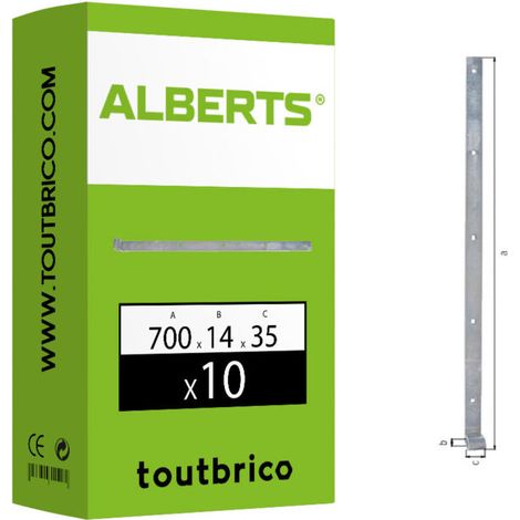 10 pentures droites zingué Ø14 x 700 x 5mm -