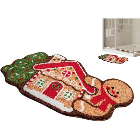Tapis D'Extérieur Maison D'Épice Paillasson De Noël Moelleux Antidérapant Paillasson Sol Ferme Fêtes Tapis Extérieur Ferme D'Épice Décoratif Mignon Pour Noël Fêtes Salle De (1/5)