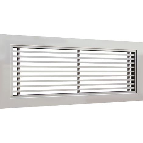 Grille aluminium avec cadre plat 20mm à barres fixes à 0° finition alu anodisé avec clips NATHER 977260