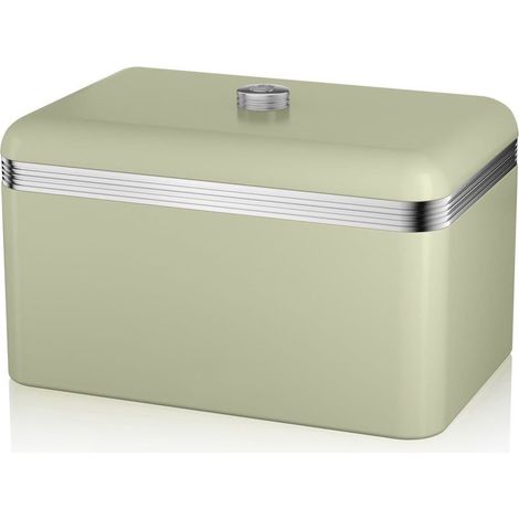 Swan SWKA1010GN Retro Bread Bin, Metal, Green, 18 Litre Storage Capacity, 23.60x35.20x22 cm