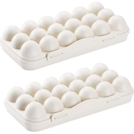 Set mit 2 Eierbehältern für den Kühlschrank, Kunststoffschalen, Eieraufbewahrungsboxen mit Deckel, für 18 Eier.