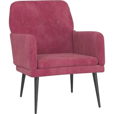 Fauteuil rouge bordeaux, 62 x 79 x 79 cm, velours (1/5)
