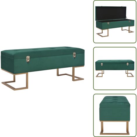 Bank mit Staufach 105 cm Grün Samt - Samtbank - Sitzbank - Flurbank - Dekobank - Beistelltisch (1/5)