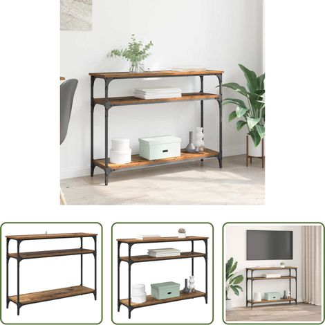 Holzwerkstoff Tisch -  Konsolentisch mit Regal Altholz 100 x 29 x 75 cm Holzwerkstoff (1/5)