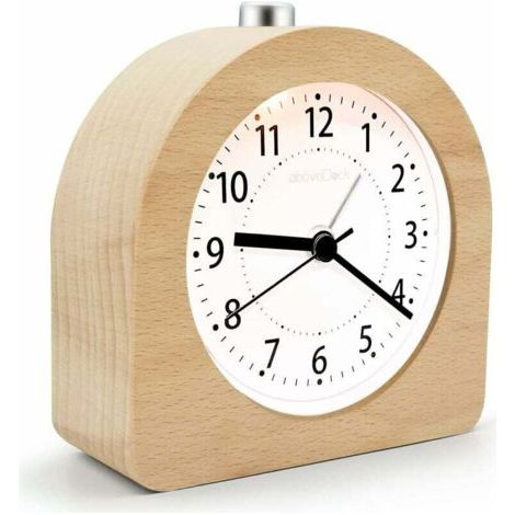 Réveil Matin à Piles Fonction Snooze Réveil Bois de Voyage Lumineux Réveil Analogique Silencieux sans Tic-Tac Horloge à Aiguilles Alarme Sonore Croissante - Bois Clair (1/4)