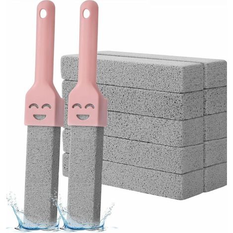 Nettoyant WC en pierre ponce avec 2 poignées et brosse de nettoyage remplaçable pour salle de bain et cuisine, 10 pièces (1/5)