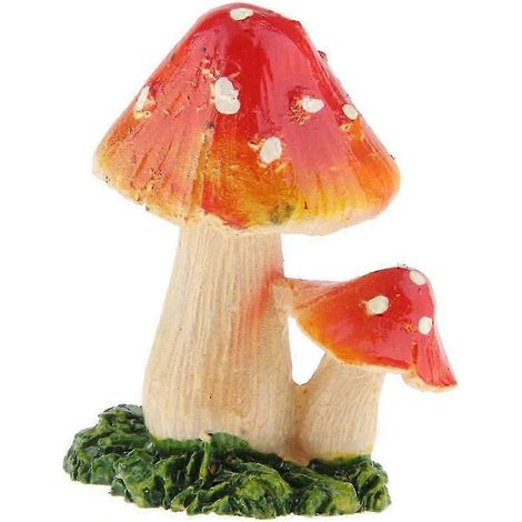 Décoration de jardin féerique : statue de champignon et figurines miniatures de fées en résine. Artisanat en résine.-Orange Red A