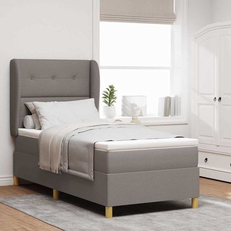 Boxspringbett mit Matratze mit Kopfteil Taupe 200 x 90 cm Stoff