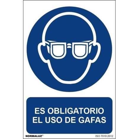 Señal de seguridad con tintas UV Es Obligatorio El Uso de Gafas SEKURECO                         100 x 150 mm                          ADHESIVOS DE VINILO (1/2)