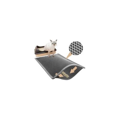 Cat Litter Mat, 60x40 cm Waterproof Cat Litter Mat, Non-Toxic EVA Cat Litter Mat, Double Layer Honeycomb Design Cat Litter Mat, Gray (1/5)