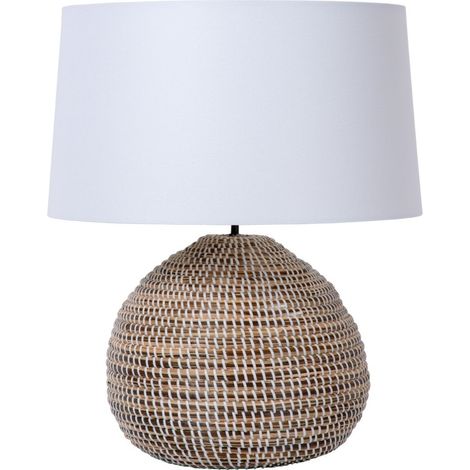 Lampada da tavolo in erba marina marrone/bianco E27 Maduka Lucide (1/3)