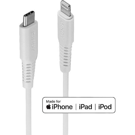 LINDY Câble USB USB 2.0 Connecteur Lightning , USB-C® mâle 3.00 m blanc 31318 S216292 (1/3)