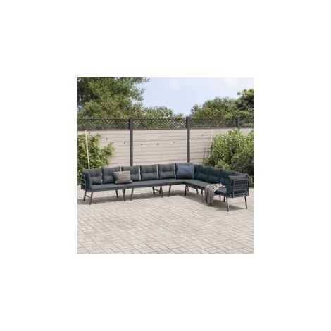 Bancs de jardin avec coussins lot de 4 acier enduit de poudre (1/5)
