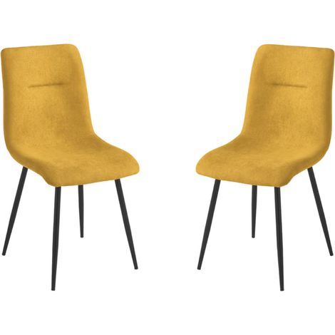 Sedia da pranzo in tessuto Giallo gambe metallo Nero - MANDY 2 sedie (1/5)