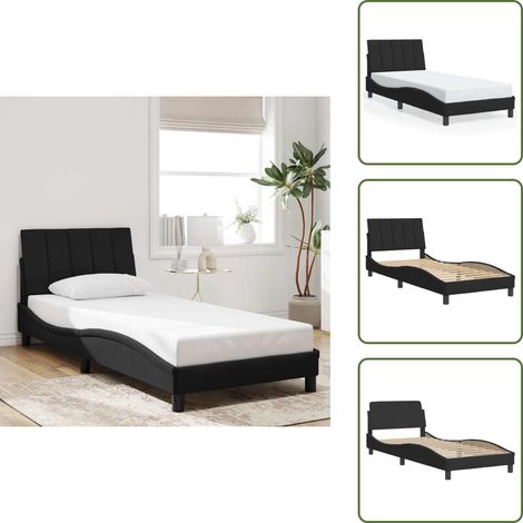 Cuscino testiera - vidaXL Giroletto senza Materasso Hanko Nero 90x200 cm in Velluto - Velluto