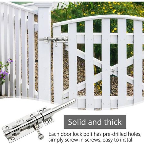 Targette - Acier Inoxydable 304 - 200 mm - Pour Portail Jardin Cabanon - Loquet Coulissant Avec Fixation Par Vis - 1 Pièce (1/5)