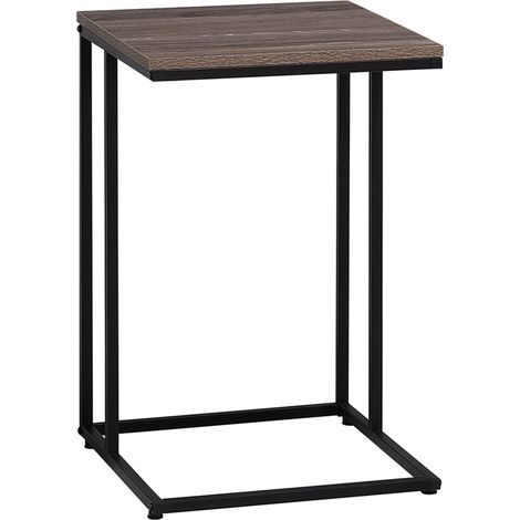 Mesa auxiliar de madera gris pardo forma de U marco de metal negro estilo industrial tablero de partículas sala de estar Troy (1/5)