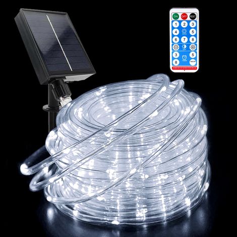 Guirlande Tube Lumineuse Solaire, Étanche Guirlande Lumineuse 22 Mètre 8 Modes 200 LED Solaire Tube Lumineux avec Télécommande pour Jardin Chambre Mariage Fête Décoration de Noël [Classe énergétique G (1/5)