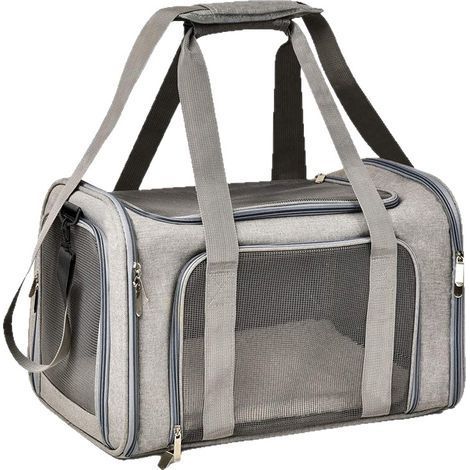 Sac de transport pour animaux de compagnie gris petite taille 40 cm x 25 cm x 25 cm 1 sac de transport pliable pour chat et chien-Chrom (1/5)