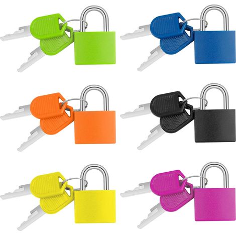 Lot de 6 cadenas multicolores pour valises, avec clés. Petits cadenas de voyage pour sacs, casiers d'école, casiers de salle de sport, sacs d'ordinateur portable. (1/5)