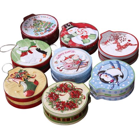 Boîte À Biscuits - Boîte En Fer Blanc Ronde Pour Bonbons Et Gâteaux - Idéale Pour Noël Et Fêtes - 12 X 11 X 4 Cm - 1 Pièce (1/4)
