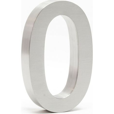 Targa civica "0" acciaio inox 20 cm materiale di montaggio arial 3D 160001424