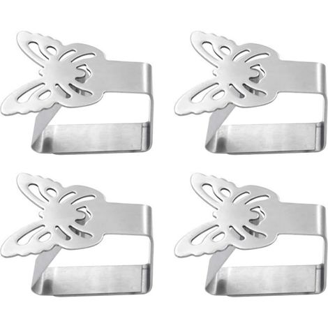 Set mit 4 Edelstahl-Tischdeckenklammern, Tischdeckenklammern, Tischdeckenhalterabdeckungen (Schmetterling) (1/5)