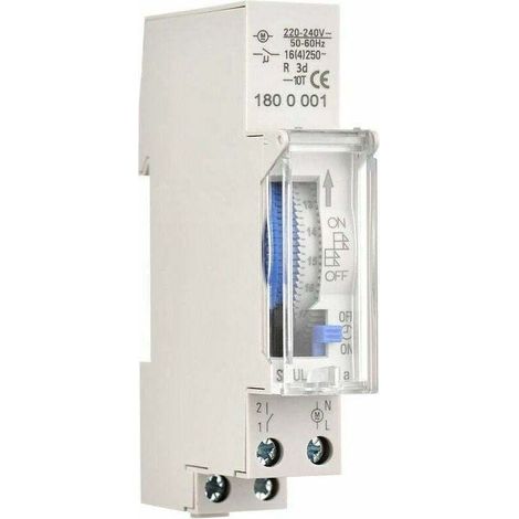 24-hour mechanical timer, 15-minute minimum timer, rail mounting, integrated battery, SUL180a AC220-240V Grey - SUL180a AC220-240V Grey, of (1/4)