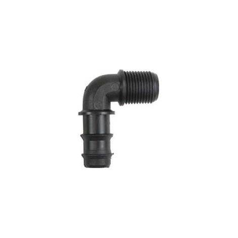 RACCORDO PORTAGOMMA GOMITO 90  ° FILETTATO MASCHIO IN POLIPROPILENE- -  EE ¸ mm.16xM 1/2 - 100 pezzi
