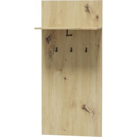 Porte manteau fixe mural BILBAO coloris chêne sonoma clair 63,4x30x139,4 cm (1/2)