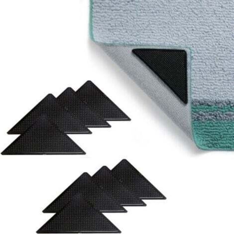 Lot de 8 coins de tapis antidérapants, réutilisables et lavables (noir) (1/4)