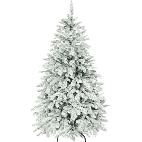 5 ft Artificial Flocked Christmas Tree 717 Branches, Hinged mas Tree Foldable Metal Stand, Easy Assembly for Home Office Decor (1/5)