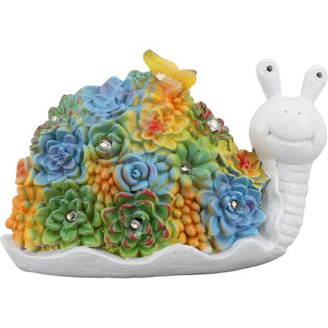 Ortviai Statue de limace solaire étanche pour jardin – décoration extérieure avec lumière LED intégrée et capteur crépusculaire