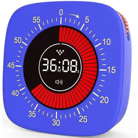 Un minuteur visuel adapté aux enfants avec un compte à rebours de 60 minutes, une horloge de bureau numérique silencieuse, idéale pour les études. (1/5)