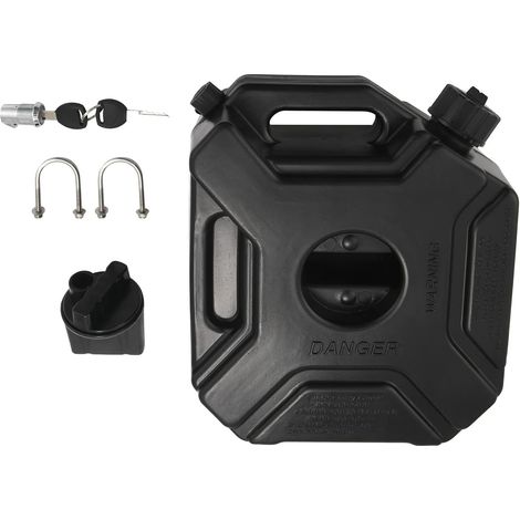 5L litres RéServoir de Carburant Noir Peut Voiture Essence de Rechange RéServoir D' de Secours Jerrycan Carburant- Bidon avec Serrure et Clé, (454464) (1/5)