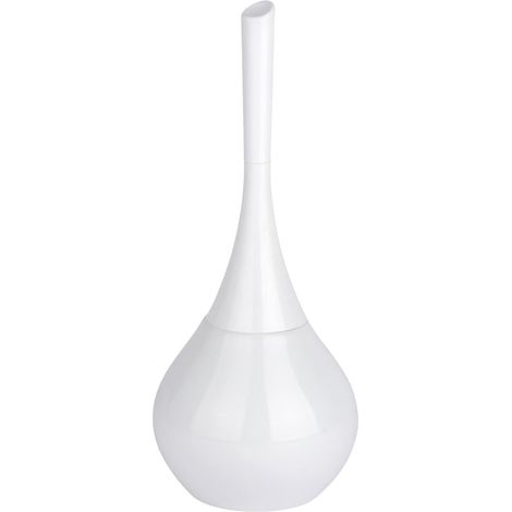 Geschlossener WC-Bürstenhalter Austauschbarer schwarzer Bürstenkopf Strapazierfähige und flexible Bürstenborsten Keramik und Kunststoff 14 x 38 cm Weiß (1/4)