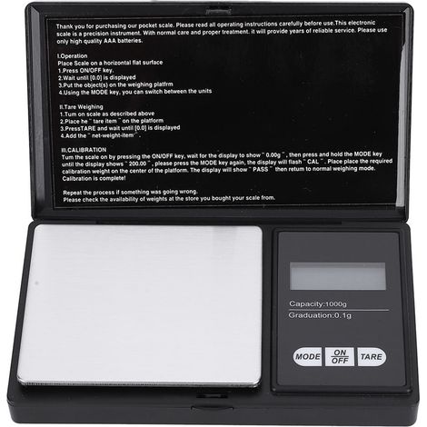 Mini balance de poche numérique LED portable de haute précision pour bijoux en or, argent et diamants (1000 g/0,1 g) (1/5)